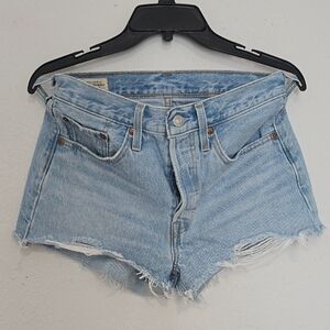Levi’s Premium 501® High Rise Cut Off Denim Shorts W26 Light Wash